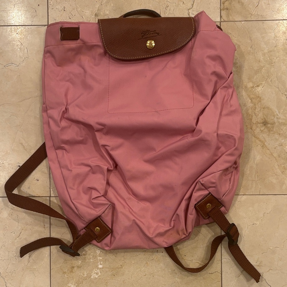 Longchamp Pink and Brown Backpack